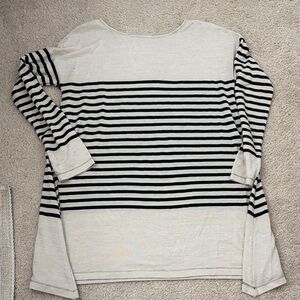Sophie Max Black and Cream Striped Long Sleeve Top